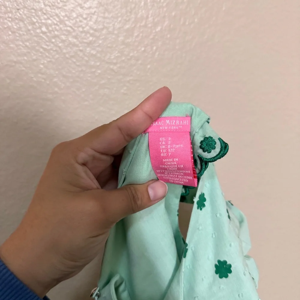 Isaac Mizrahi Light Green Kids Dress with Clovers - Picture 5 of 5
